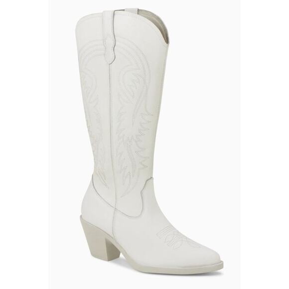 ROC Galveston High Western Boots in White Leather - Picture 8 of 11
